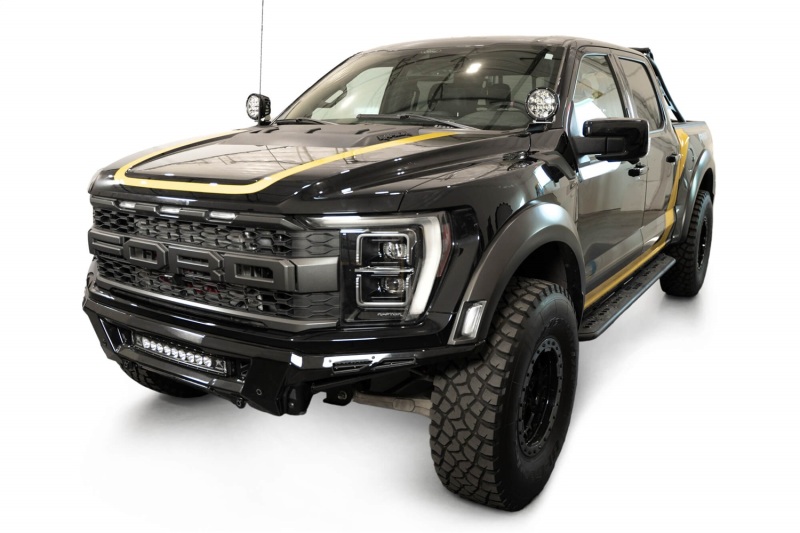 Ford F150 Raptor Ditch Light Brackets - Driver/Passenger Side - Addictive Desert Designs - 2-Stage Hammer Black Powder Coat - Black - `21-`27